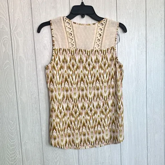 Daniel Rainn Tan Print Sleeveless Top Small NWT - Picture 3 of 5